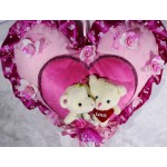 Beautiful Pink Plush Heart with Valentine Love Couple Teddy Bears